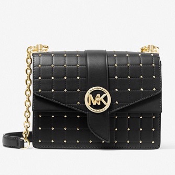 Michael Kors Black and Gold Studded Bag - Picture 1 of 4